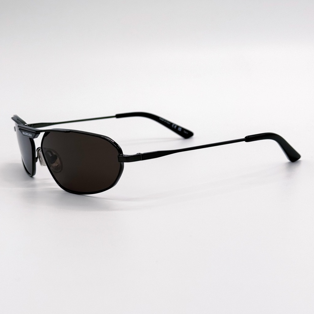 NEW BALENCIAGA BB0245S 001 OVAL BLACK METAL UNISEX SUNGLASSES BALENCIAGA - Picture 6 of 10
